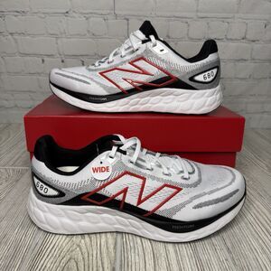 New Balance Fresh Foam 680 V8 Mens 10 Wide Running Shoes White Black New